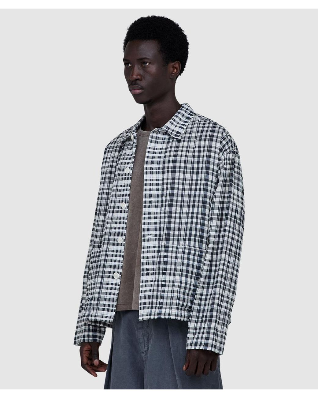 YMC Blue Pj Overshirt (Charcoal/Off for men