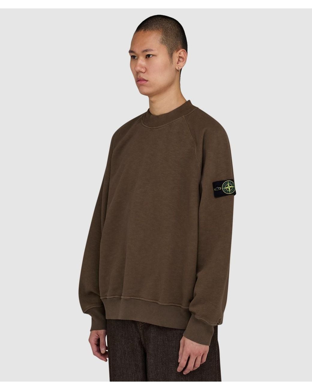 Stone Island Brown Tubular Cotton Fleece Sweater for men