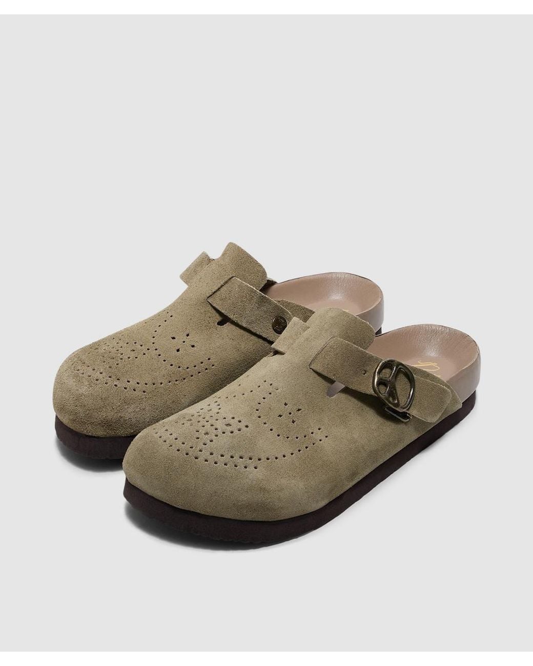 Needles Brown Suede Clog Sandal (Taupe for men