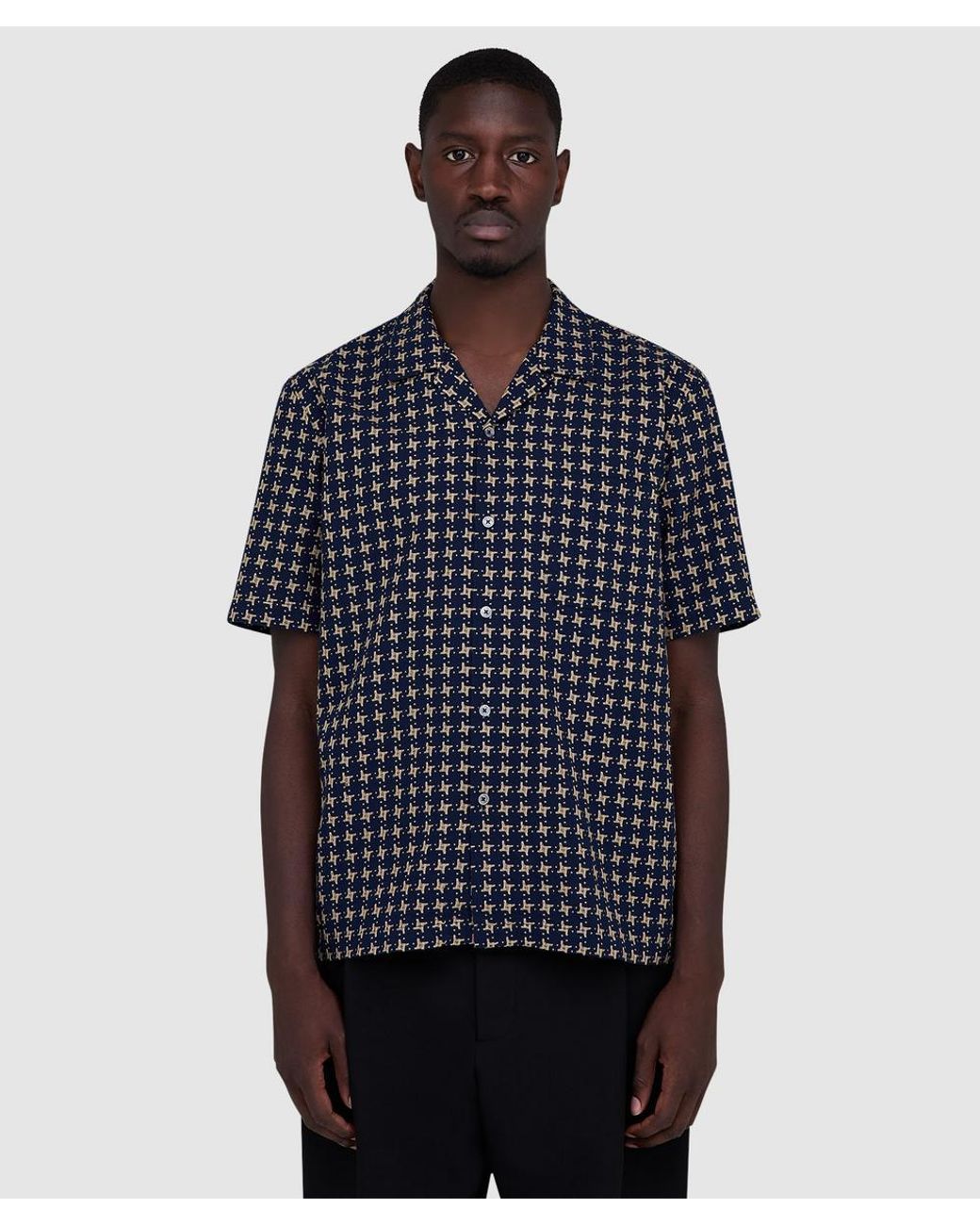 Universal Works Blue Road Shirt /Sand for men