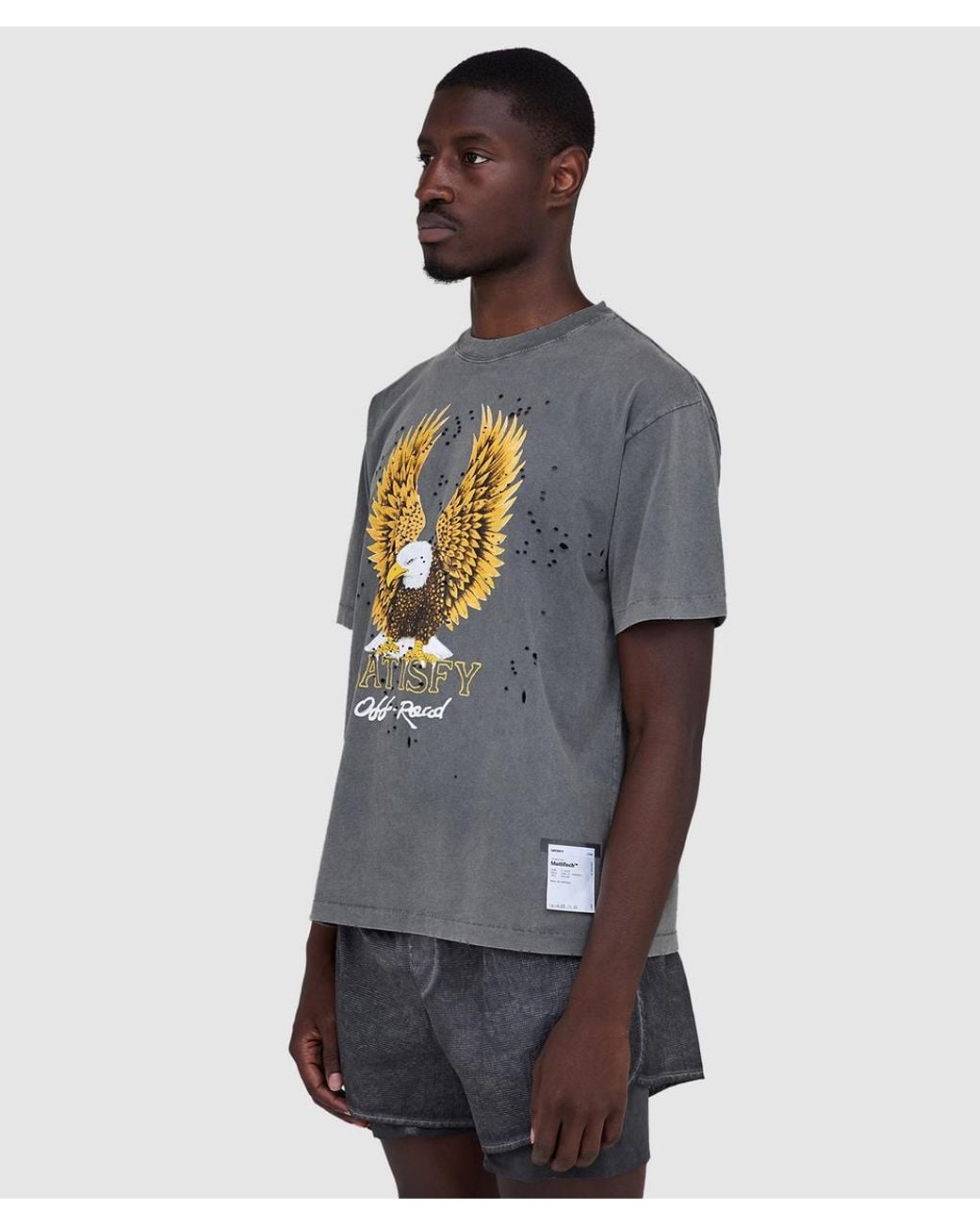 Satisfy Gray Mothtech Golden Eagle T-Shirt (Faded for men