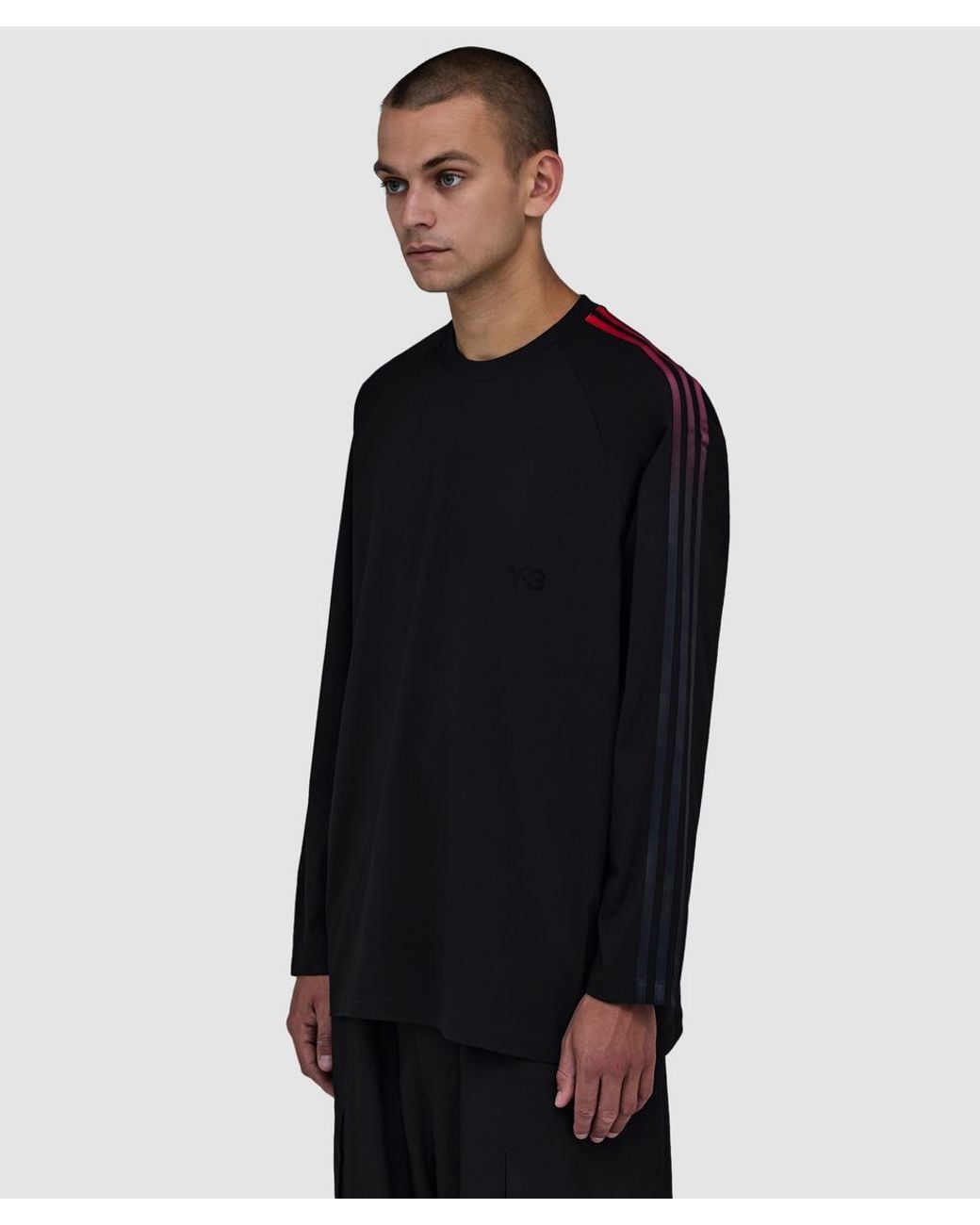 Y-3 Blue Gradient Three Stripe Long Sleeve T-Shirt for men