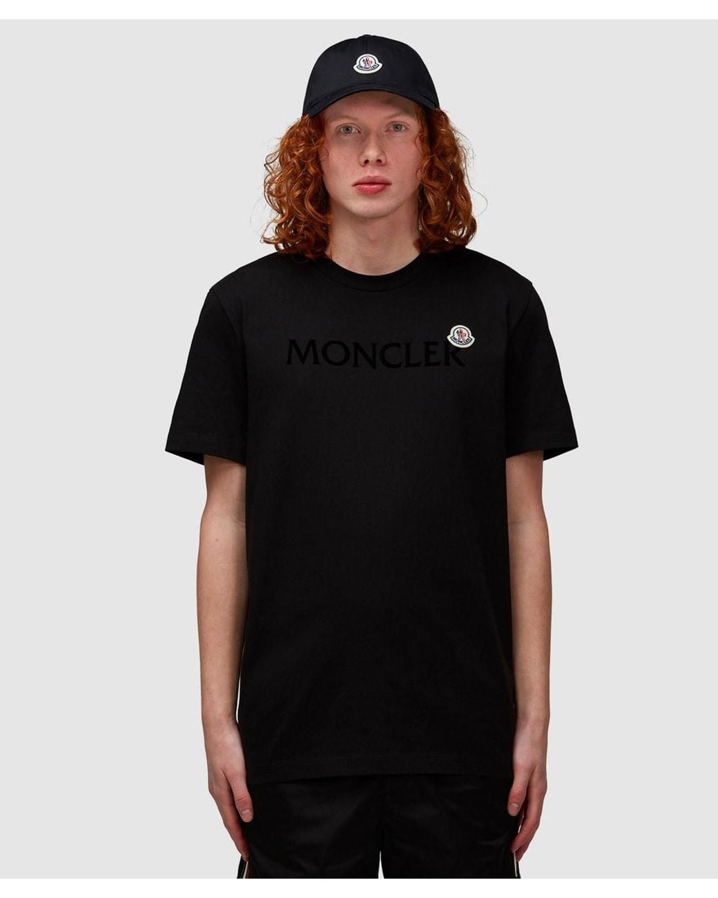 Moncler Black Double Logo Script T-Shirt for men