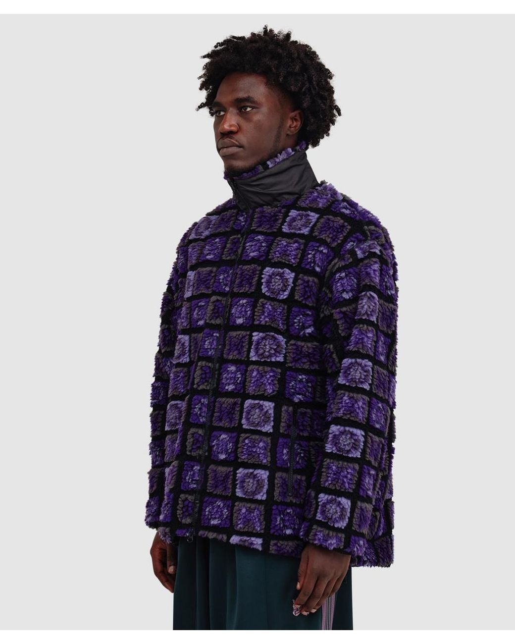 Needles Blue Fur Jacket (Papillon Plaid Pile for men