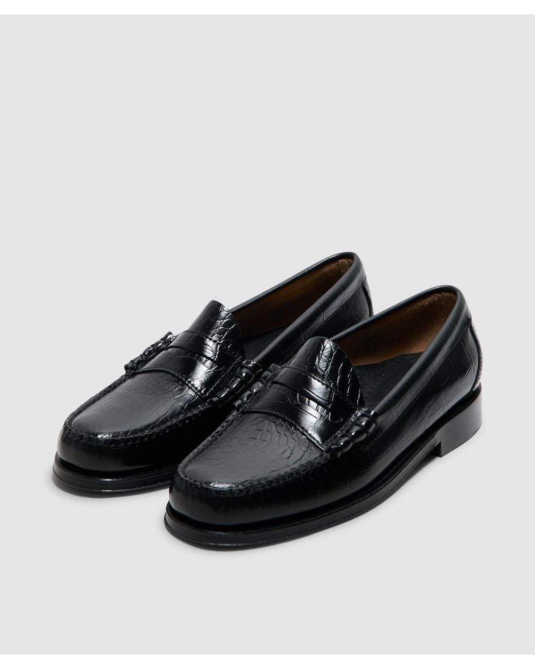 G.H.BASS Black Weejun Heritage Larson Exotic Loafer (Crocodile Lthr for men