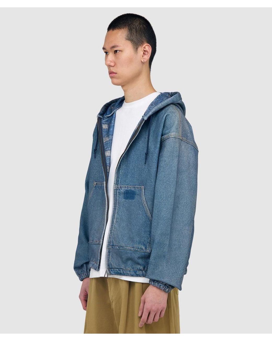 Beams Plus Blue Mock Print Hoodie (Fade for men