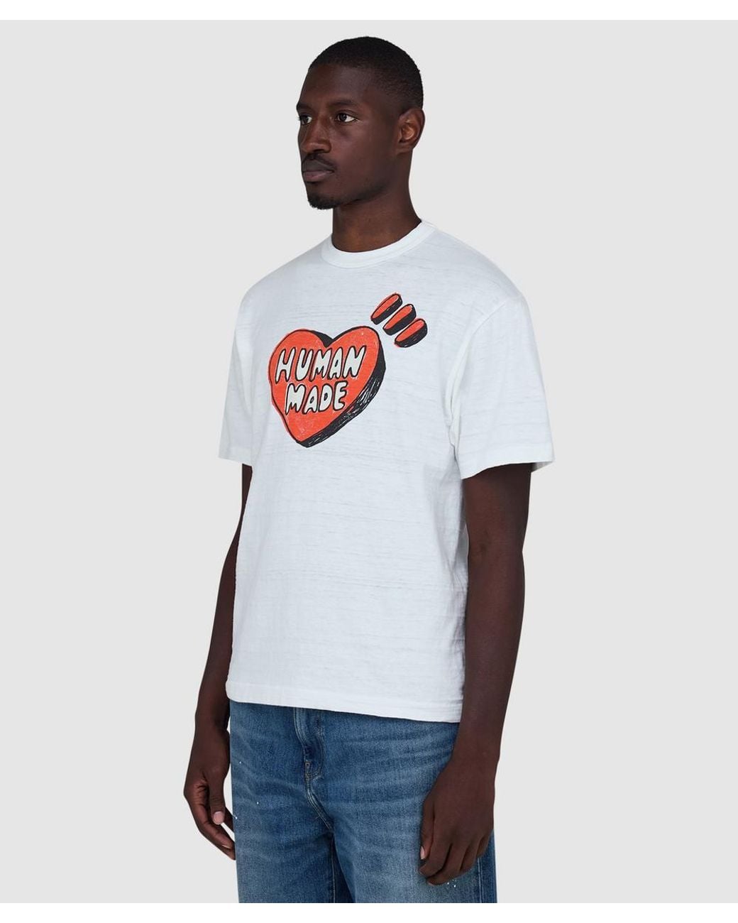 Human Made White Stamped Text Logo T-Shirt for men