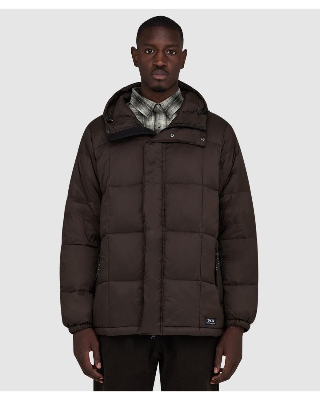 Taion Black Mountain Volume Hooded Down Jacket (D.Choco for men