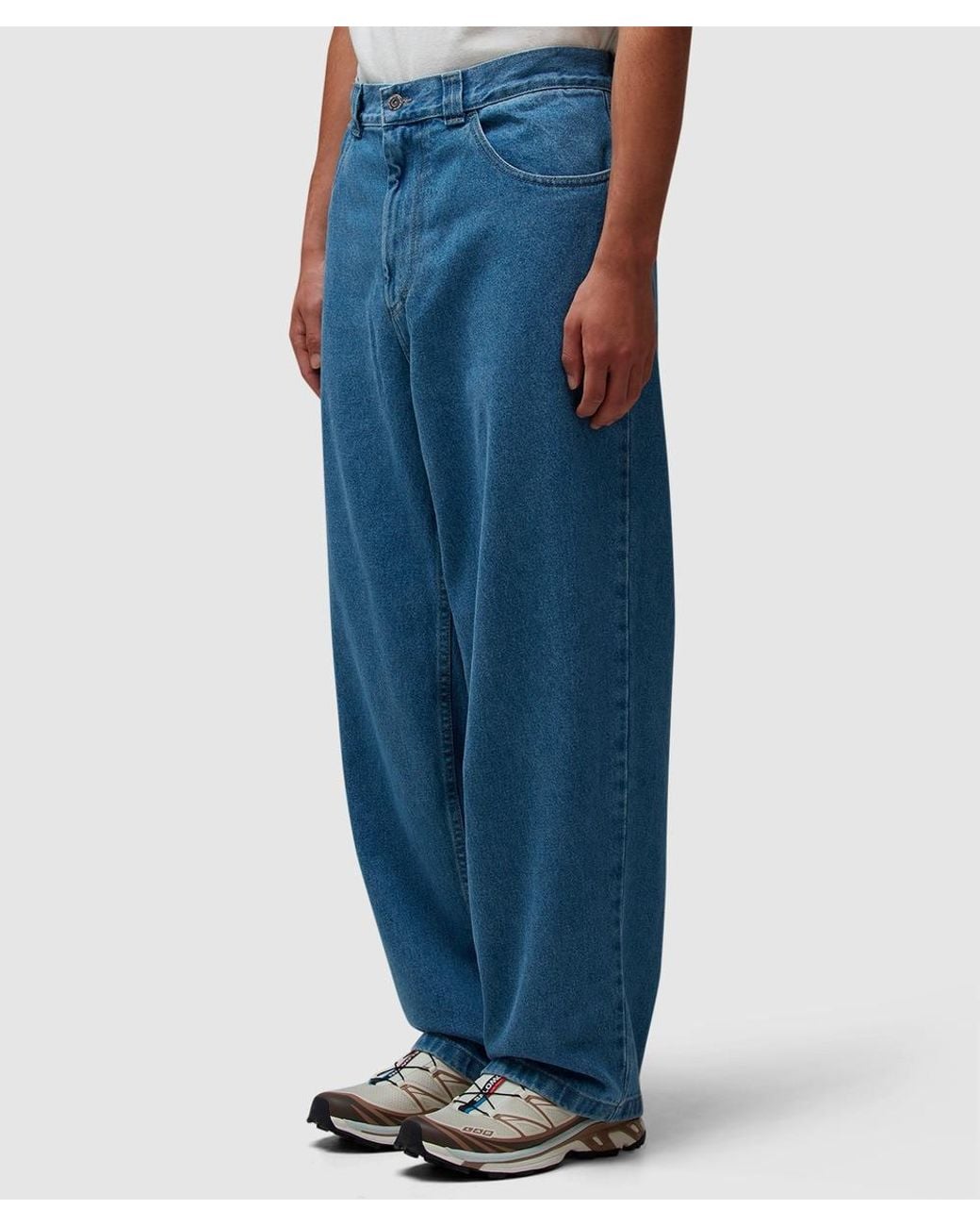 POLAR SKATE Blue Baggy High-Waisted Tapered Denim Pants for men