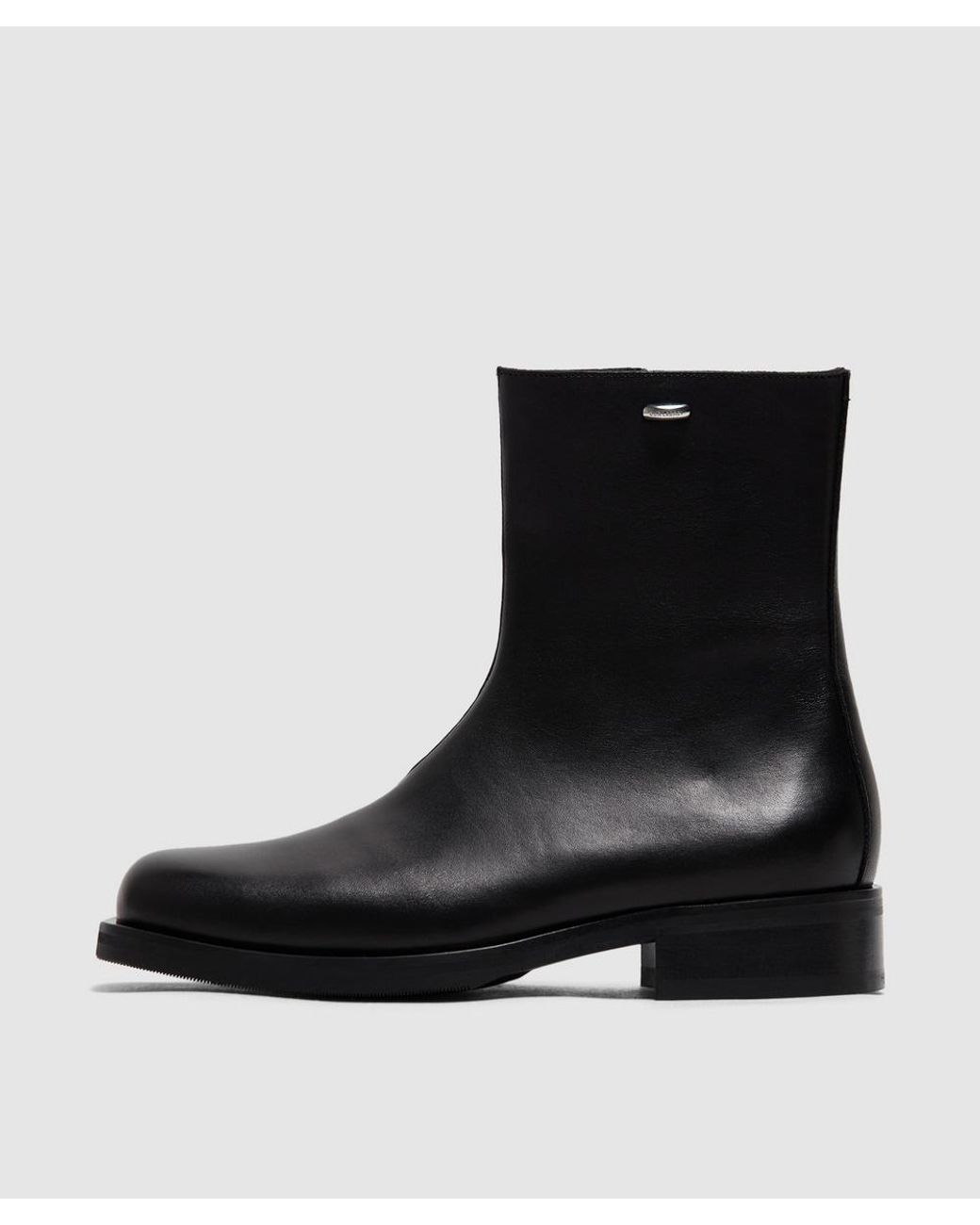 Our Legacy Black Leather Camion Square-Toe Work Boots