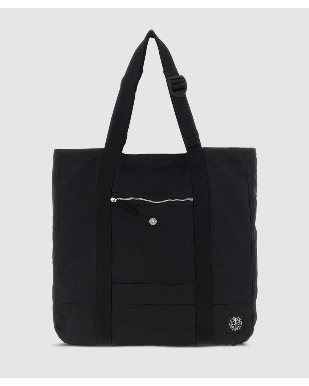 Stone Island Black Coated Metal Econyl Tote Bag