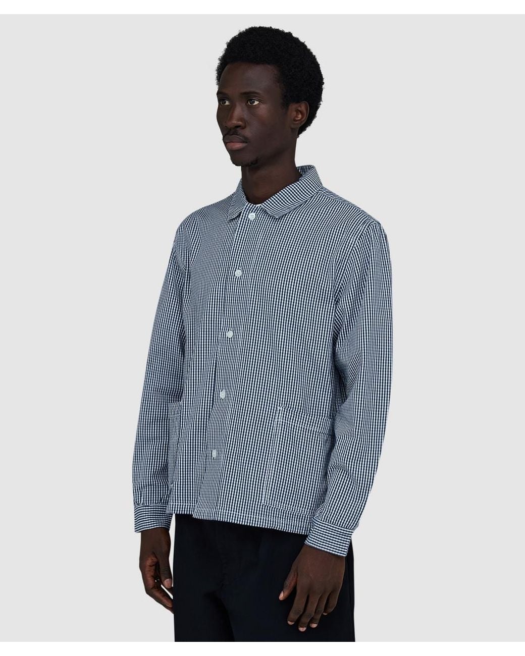 Service Works Blue Gingham Waiter Shirt for men