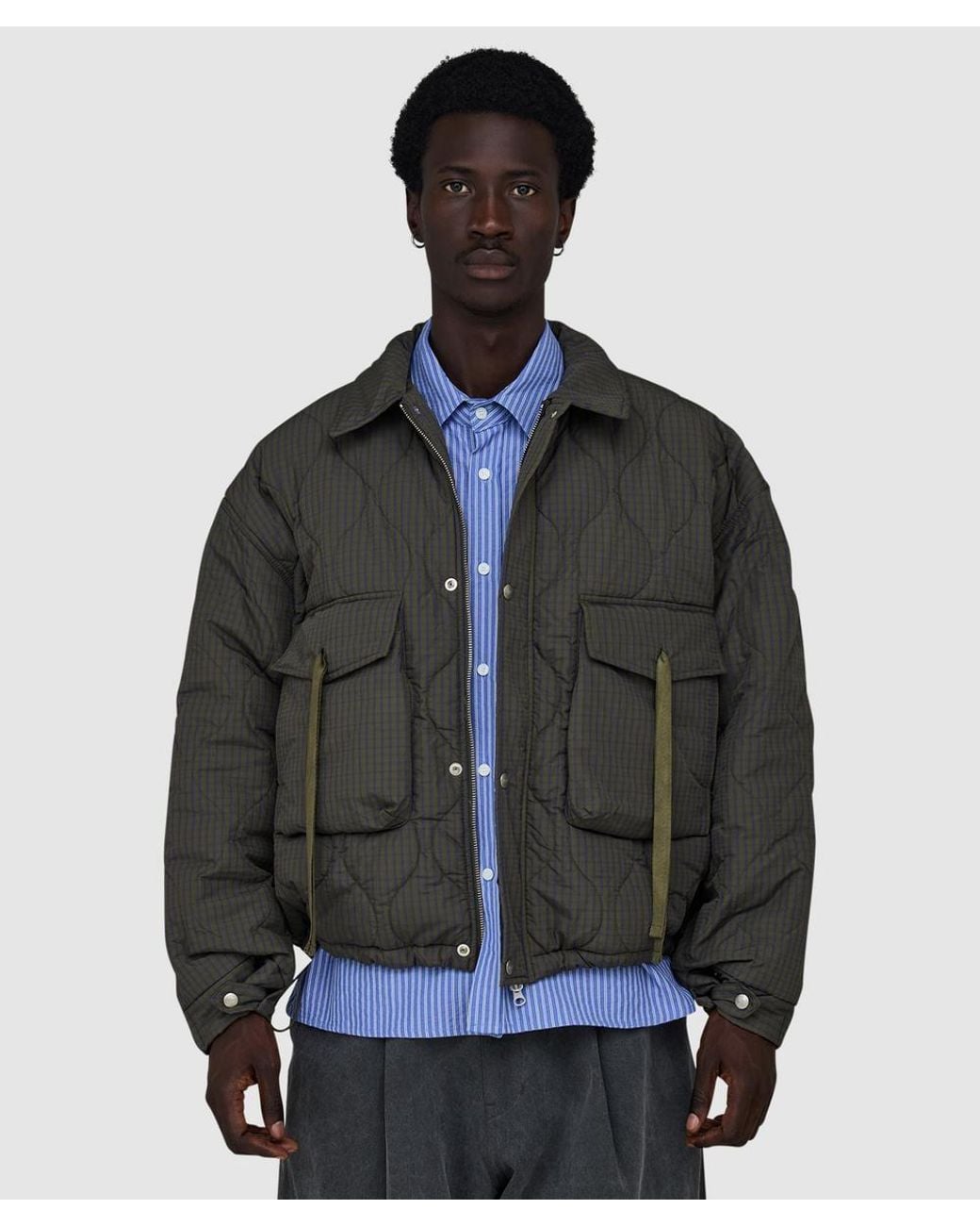 Estudio Niksen Gray Quilted Pocket Jacket (Checkered for men