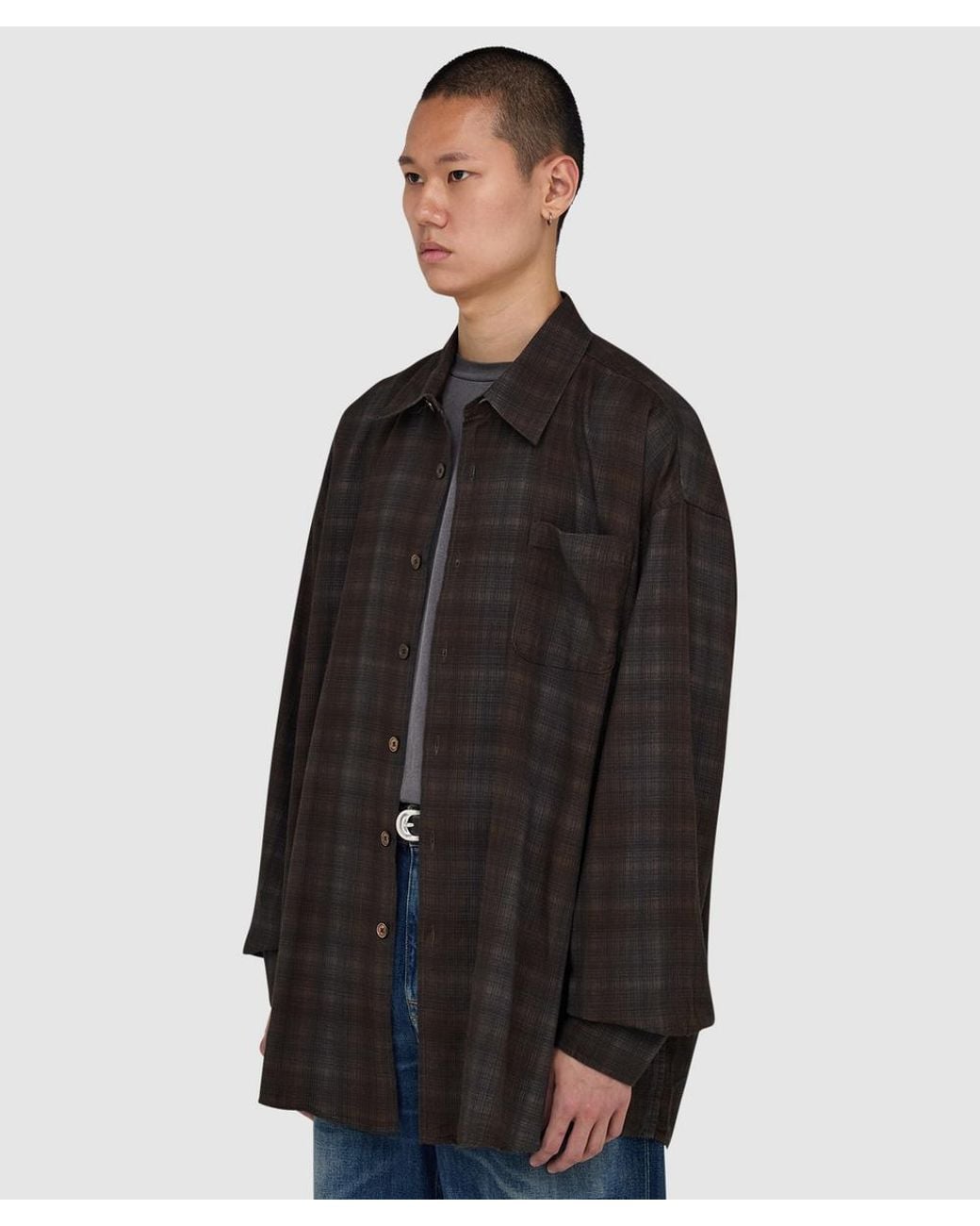 Our Legacy Black Borrowed Shirt (More Check Print for men