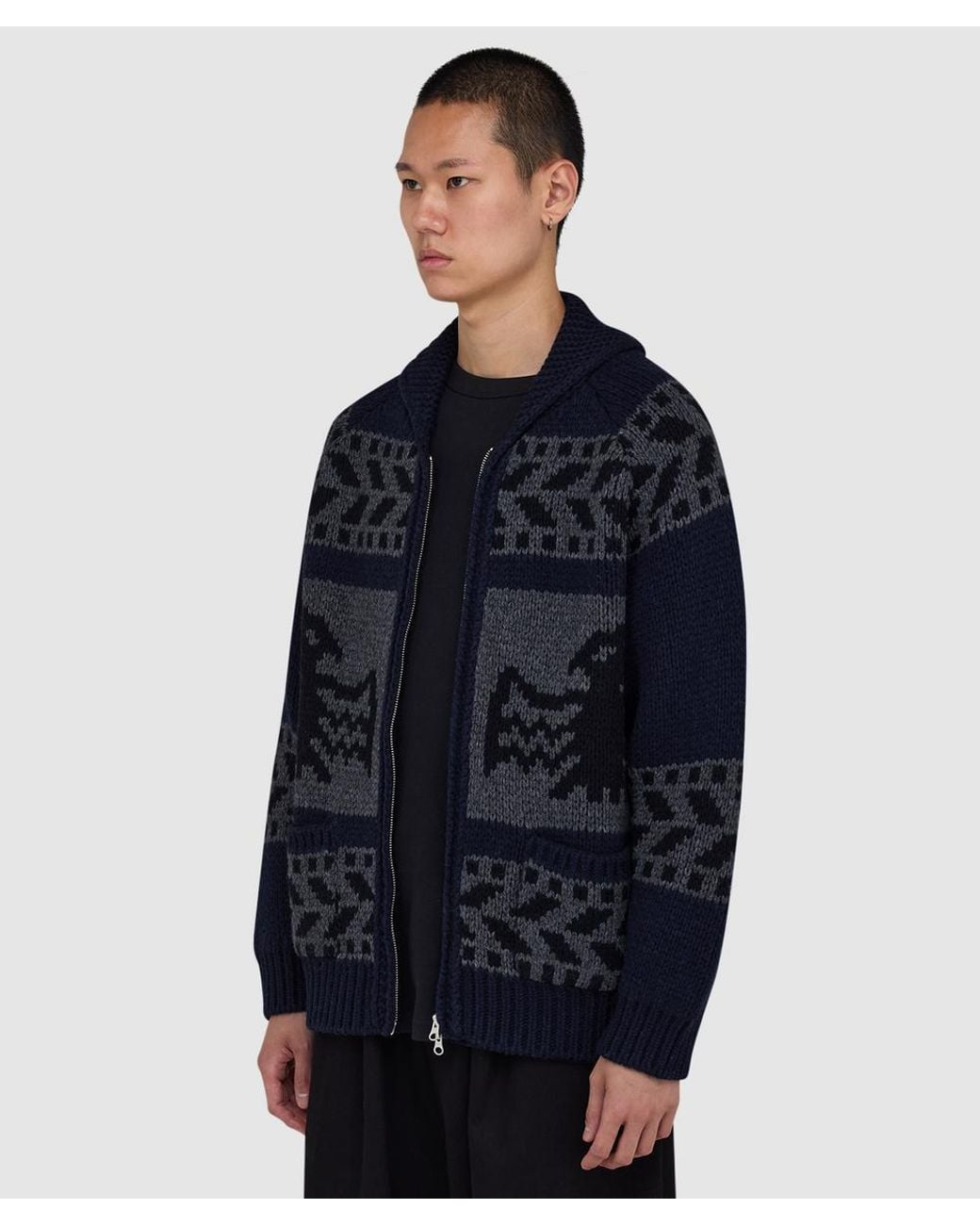 FRIZMWORKS Blue Thunderbird Heavy Cowichan Jacket for men