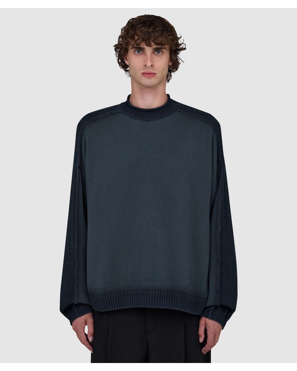 About Blank Blue Spray Dye Knit Sweater for men