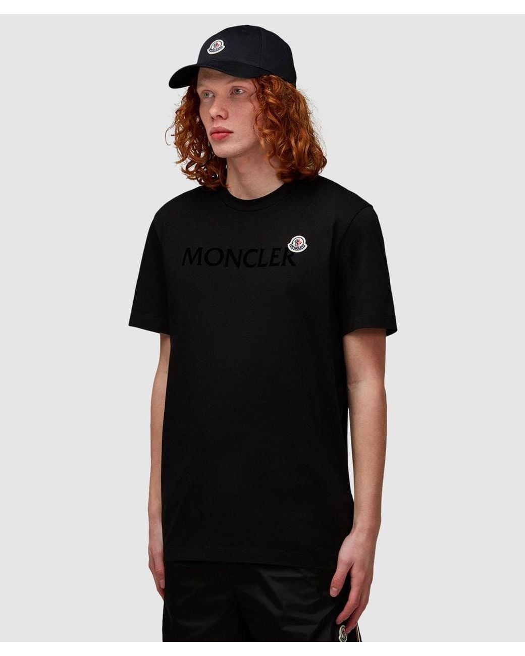 Moncler Black Double Logo Script T-Shirt for men