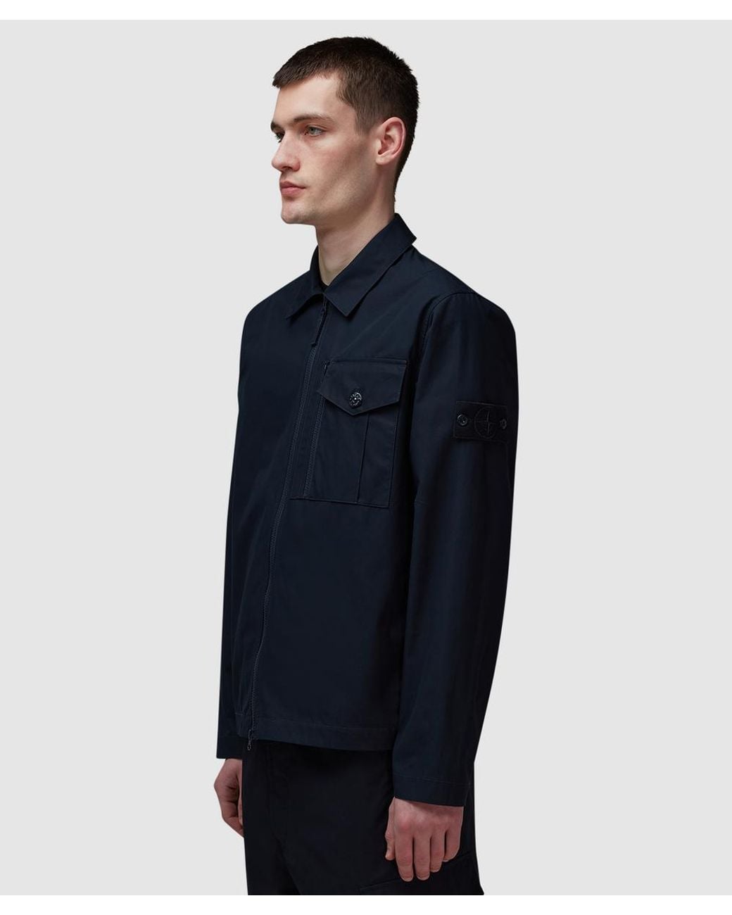 Stone Island Blue Ghost Waterproof Cotton Overshirt for men