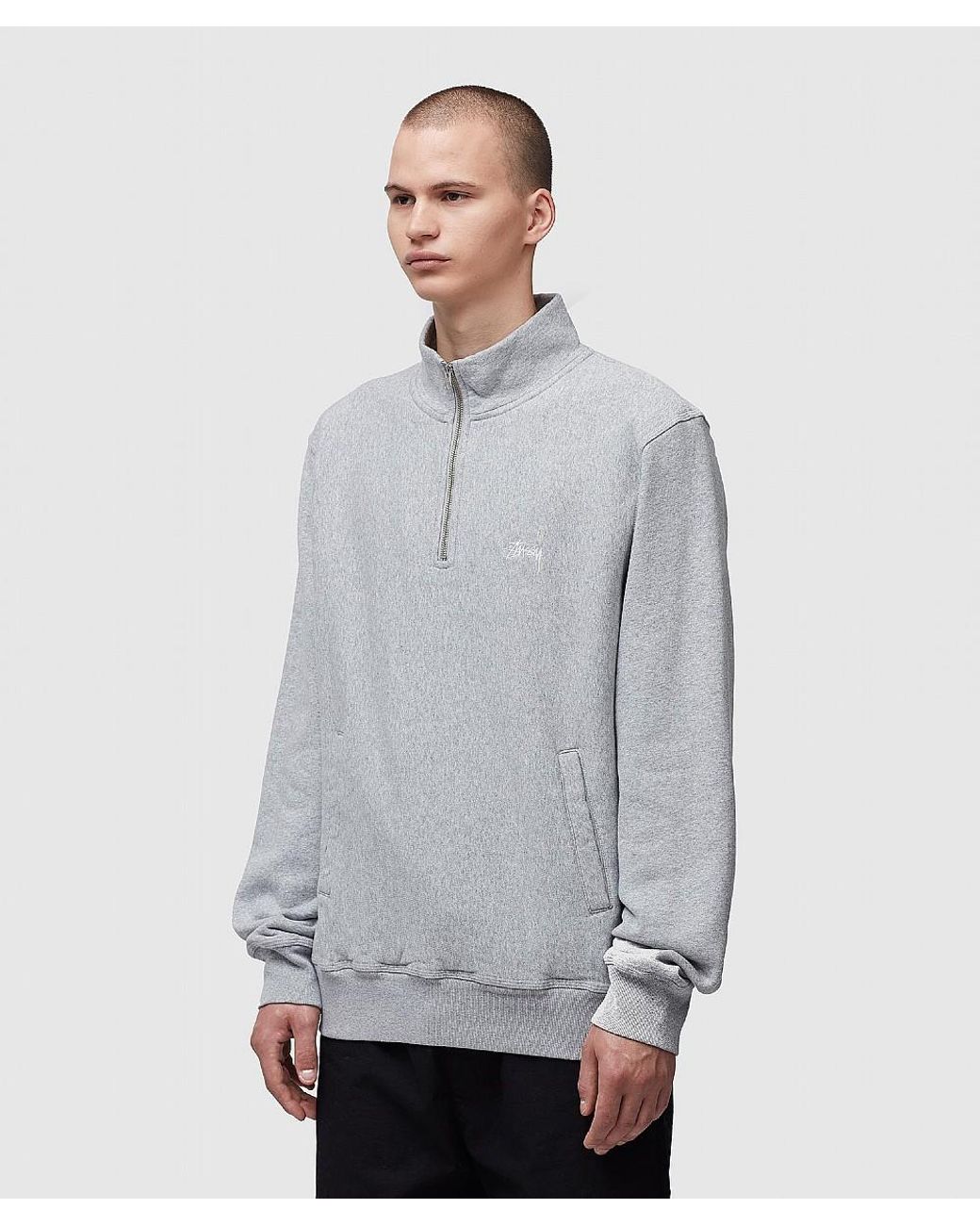 Stussy Quarter Zip Fleece Mock in Gray for Men | Lyst