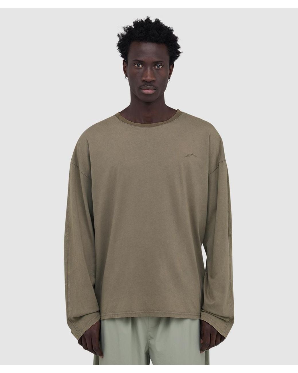 Mellow Clo Green Everyday Long Sleeve T-Shirt (Washed for men