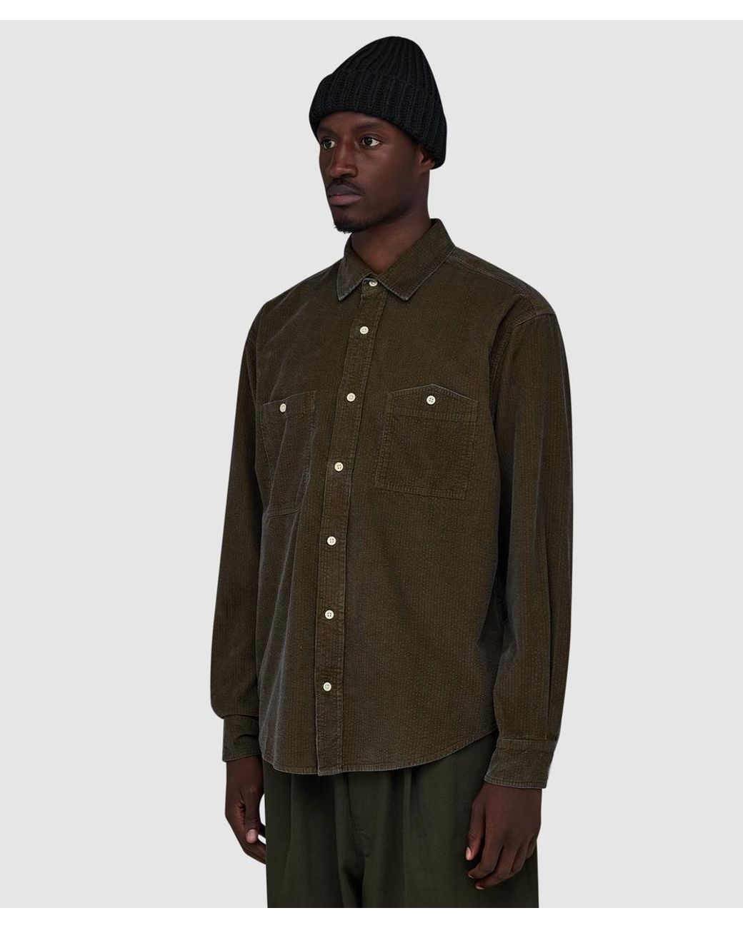 Cafe Mountain Green Seersucker Cord Workers Shirt (Vintage for men
