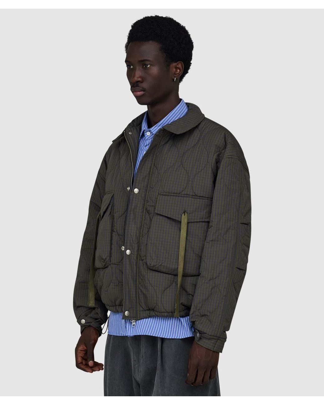 Estudio Niksen Gray Quilted Pocket Jacket (Checkered for men