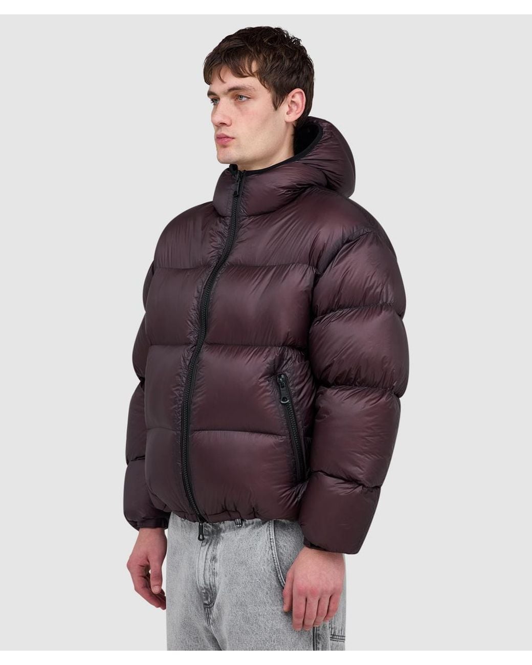 MKI Miyuki-Zoku Brown Translucent Hooded Bubble Jacket (Raisin for men