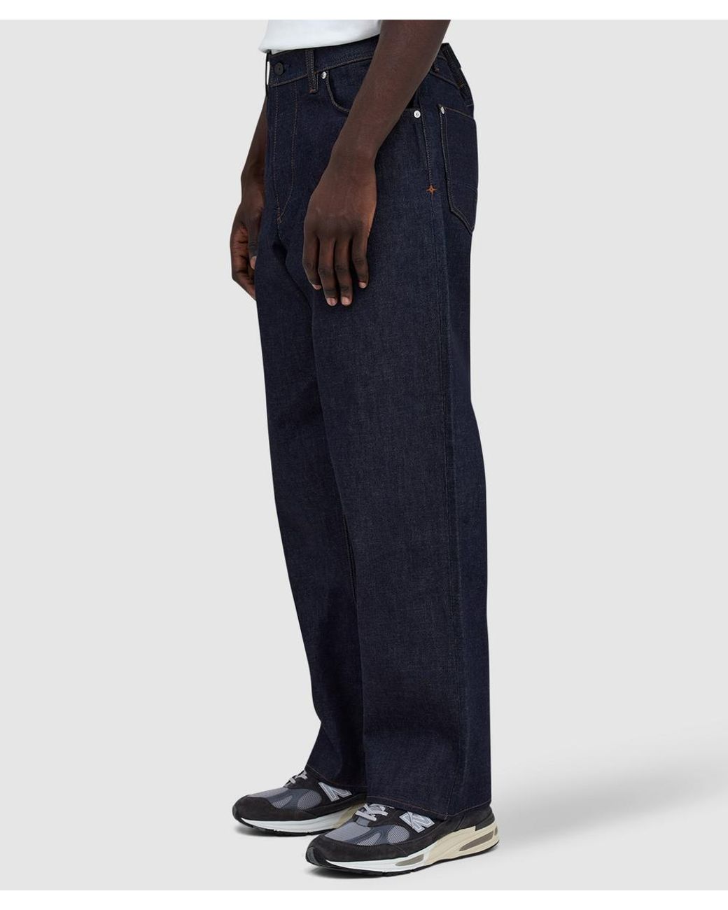 Stone Island Blue Denim Research Denim-Raw Loose Fit Five Pocket Jean Raw for men