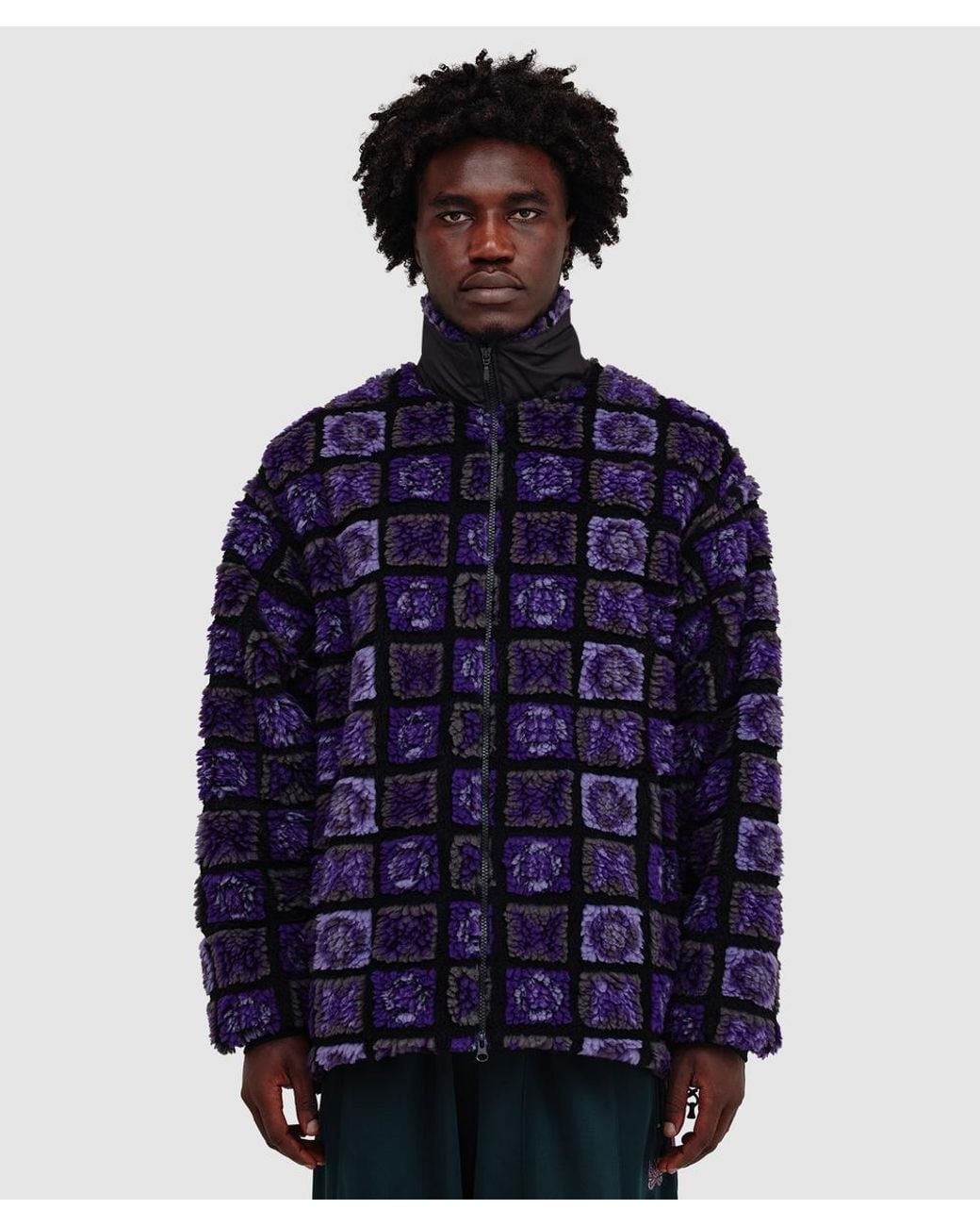 Needles Blue Fur Jacket (Papillon Plaid Pile for men