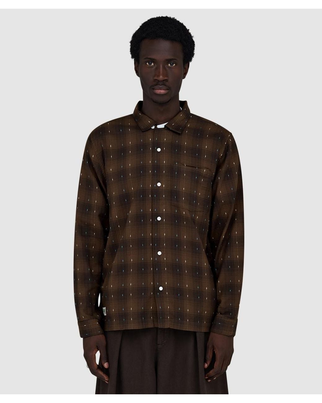 Service Works Brown Drag Stitch Resort Shirt for men
