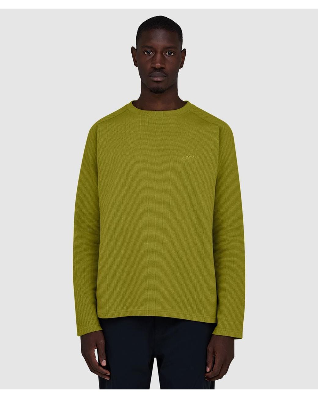 Mellow Clo Green Everyday Waffle Long Sleeve T-Shirt (Persian Lime for men