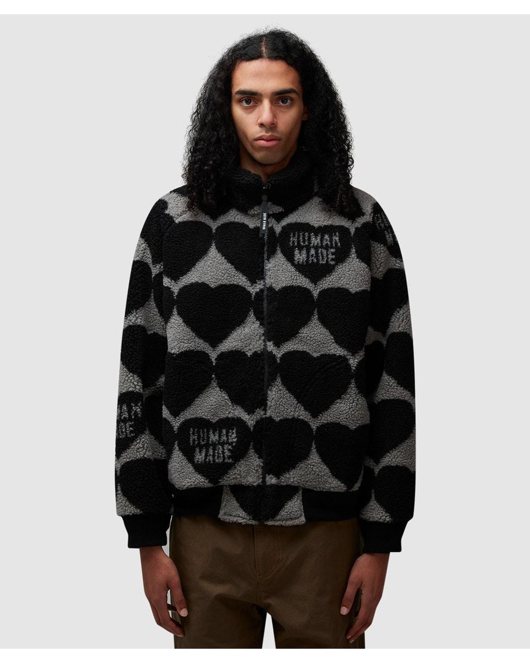 テーラードジャケット HUMAN MADE HEART FLEECE JACKET BLACK human-made-Black-Heart-Fleece-