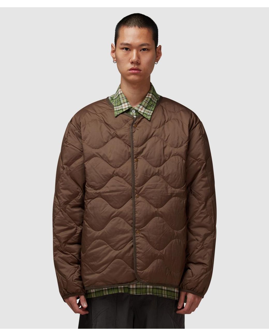 Nanamica Brown Reversible Down Cardigan for men