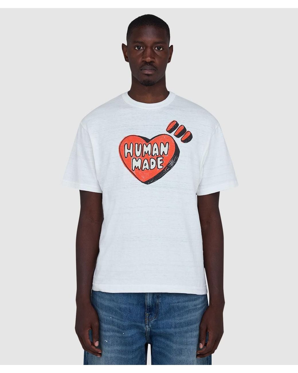 Human Made White Stamped Text Logo T-Shirt for men