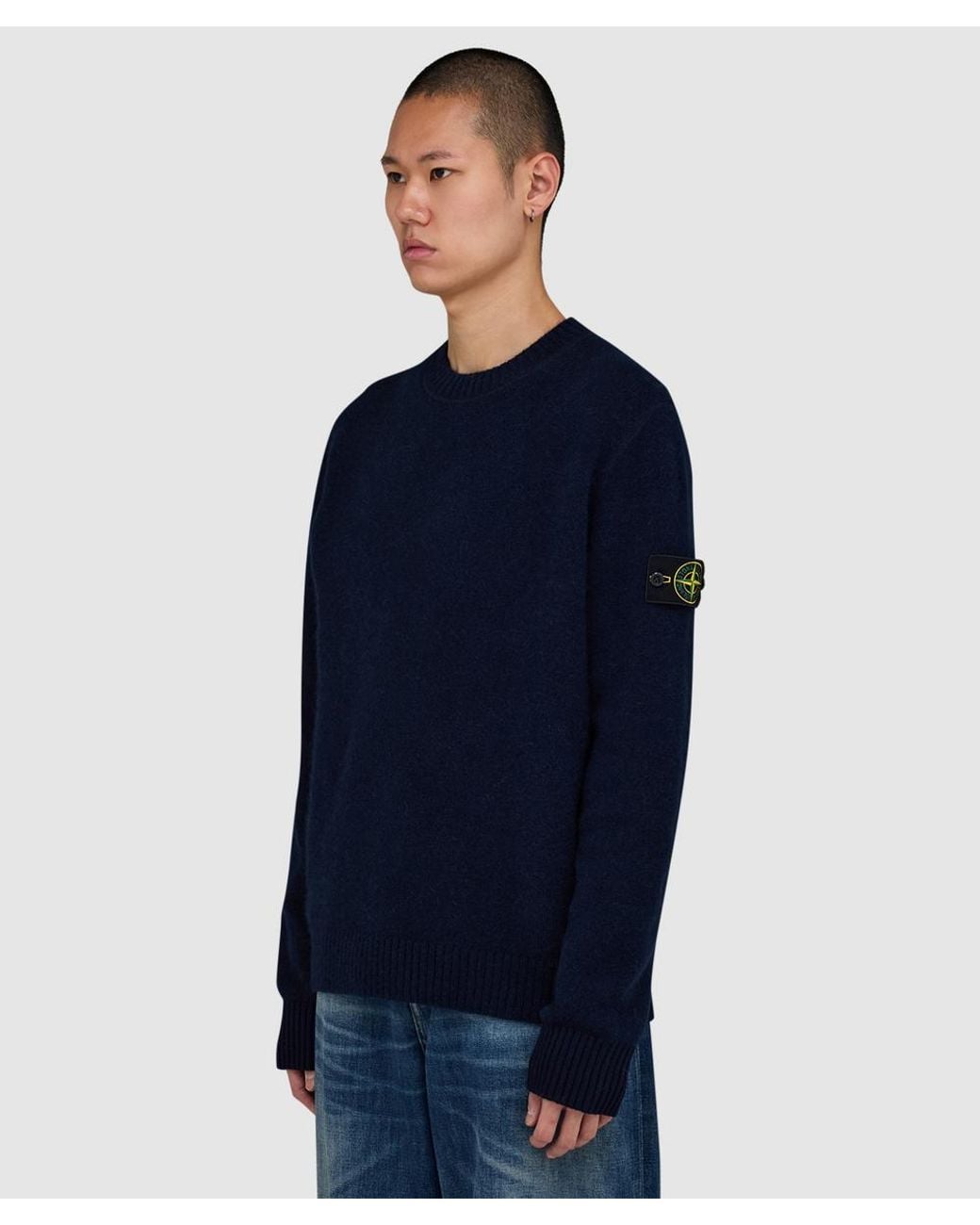 Stone Island Blue Baby Alpaca Blend Sweater for men