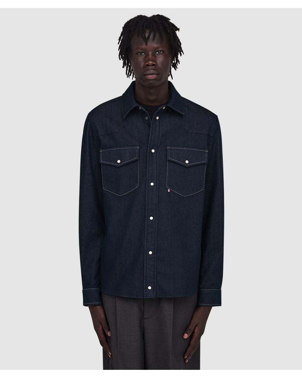 Moncler Blue Tricolour Denim Overshirt Denim for men
