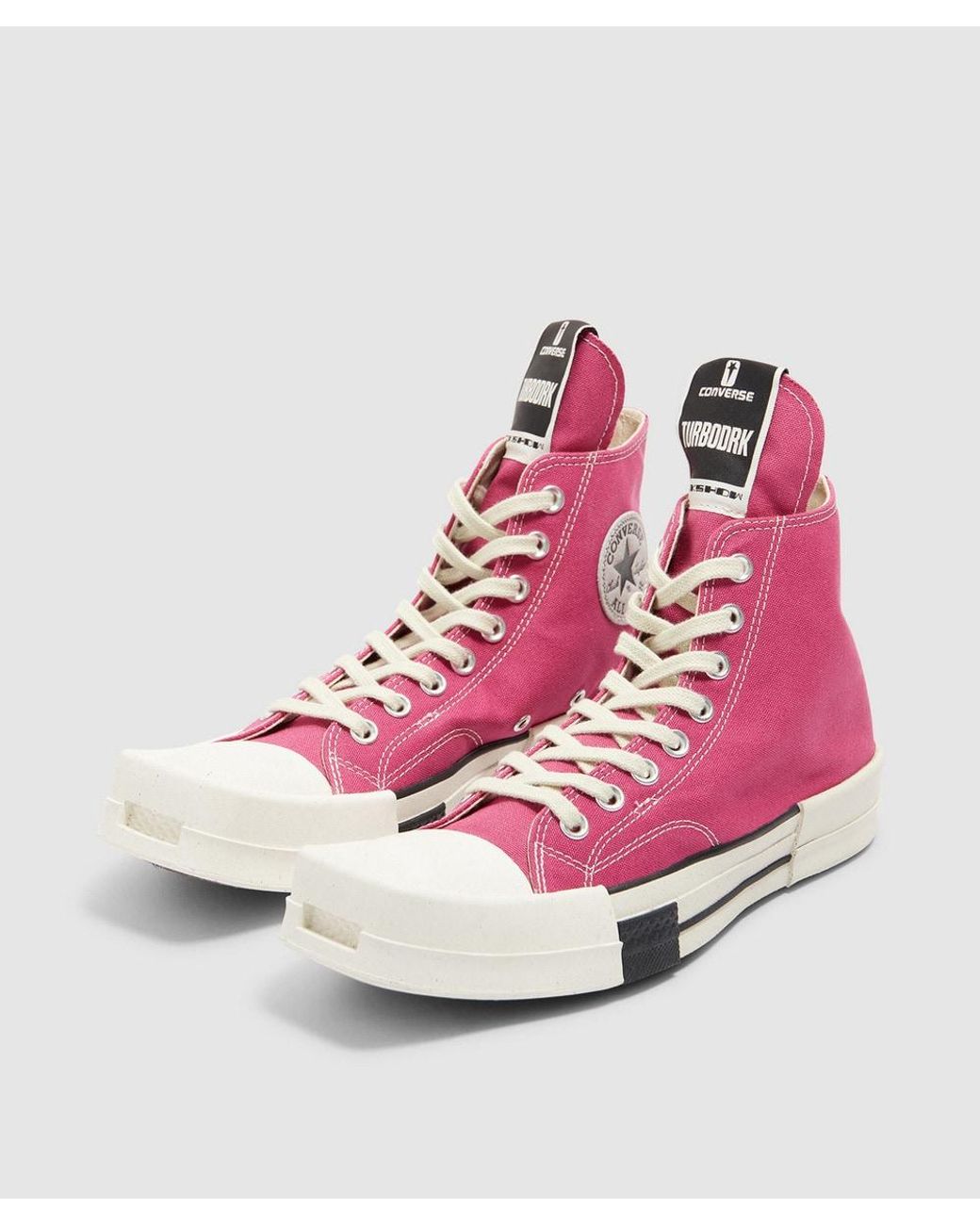 converse Rick Owens ピンク Rick Owens X Converse Turbodrk Laceless Hi Sneaker (Hot in Pink | Lyst