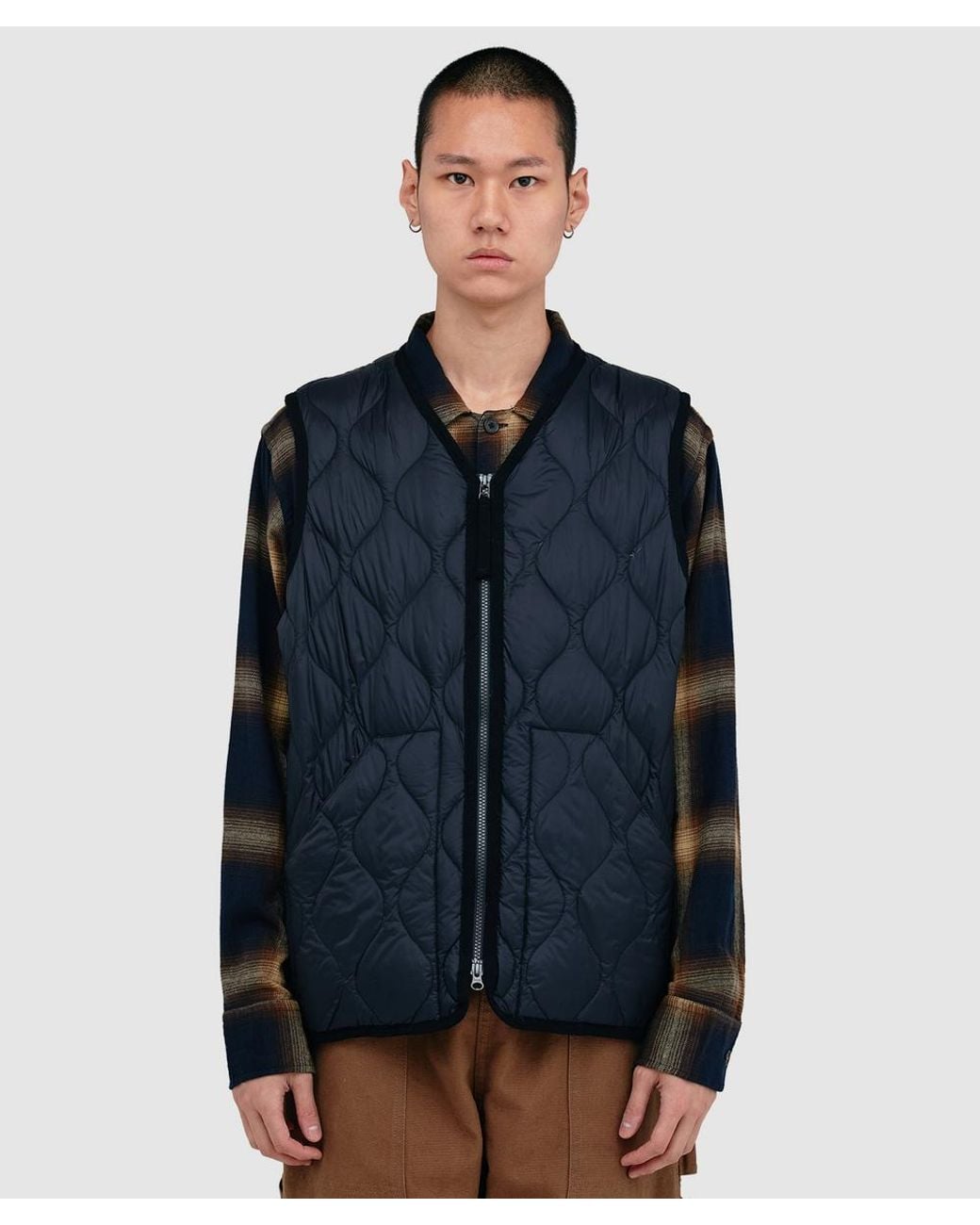 Taion Blue Military V-Neck Down Soft Shell Vest for men