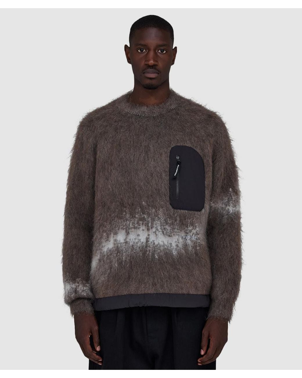 And Wander Brown Jacquard Shaggy Knit Sweater for men