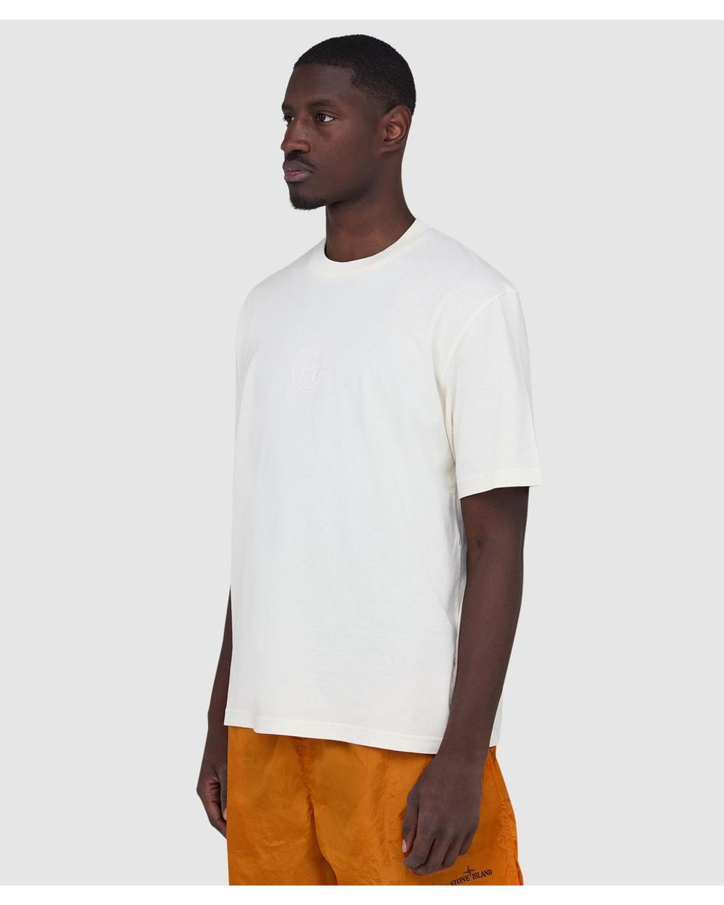 Stone Island White Camo Compass Print T-Shirt (Ivory for men