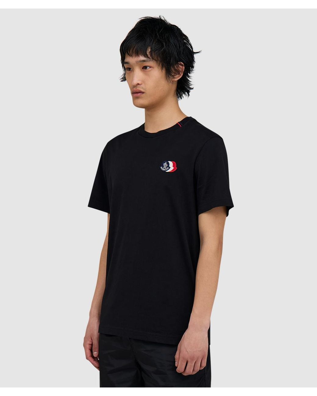 Moncler Black Tri Logo T-Shirt for men