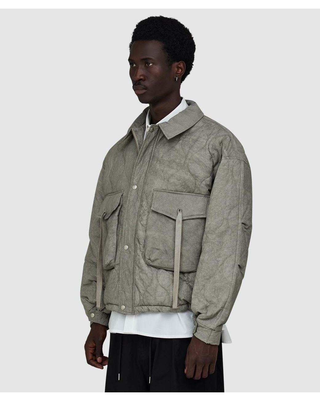 Estudio Niksen Gray Quilted Pocket Jacket for men