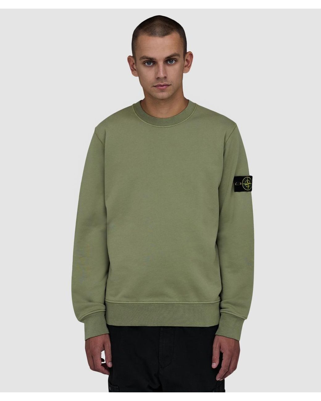 Stone Island Green Organic Cotton Fleece Sweatshirt for men
