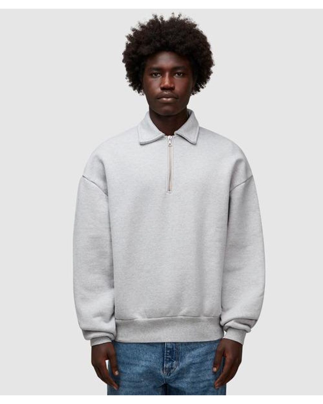 MKI Miyuki Zoku 800gsm Superweight Quarter Zip Sweatshirt in Grey