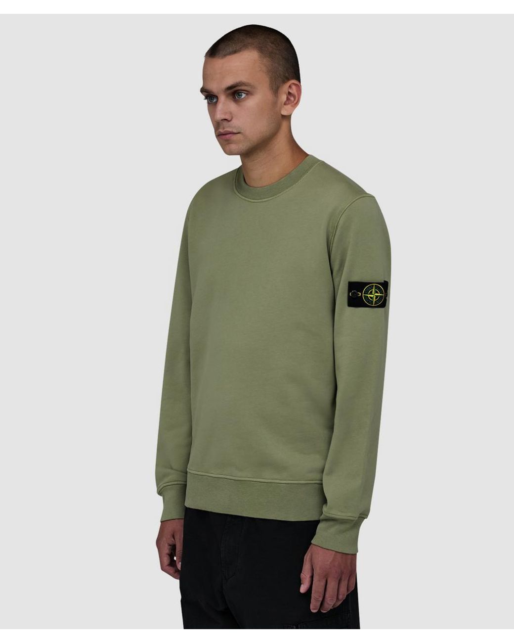 Stone Island Green Organic Cotton Fleece Sweatshirt for men