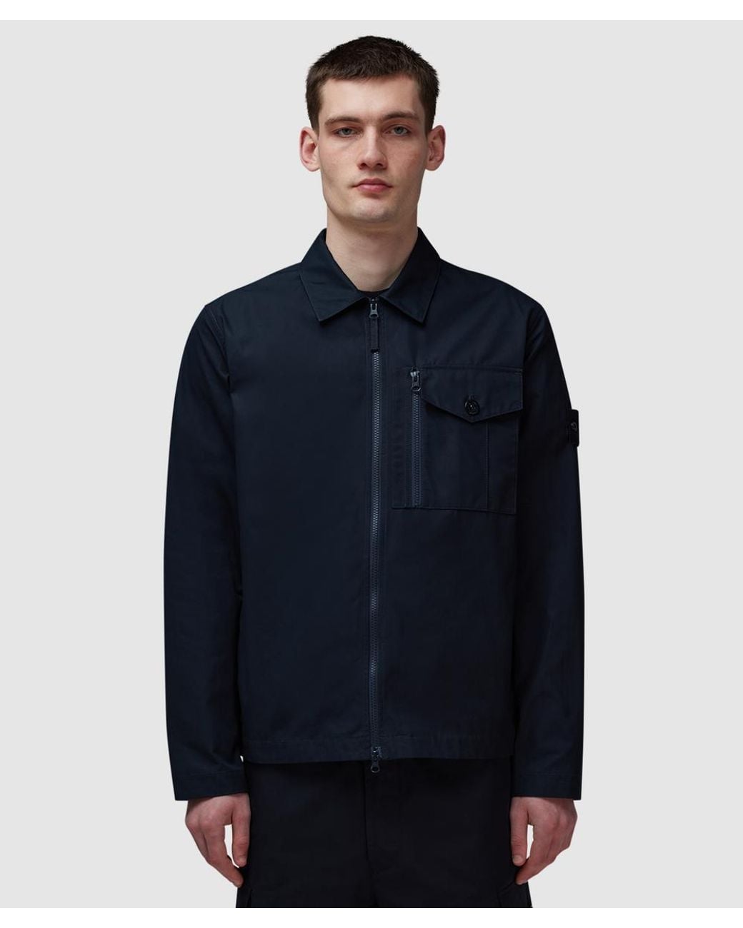Stone Island Blue Ghost Waterproof Cotton Overshirt for men