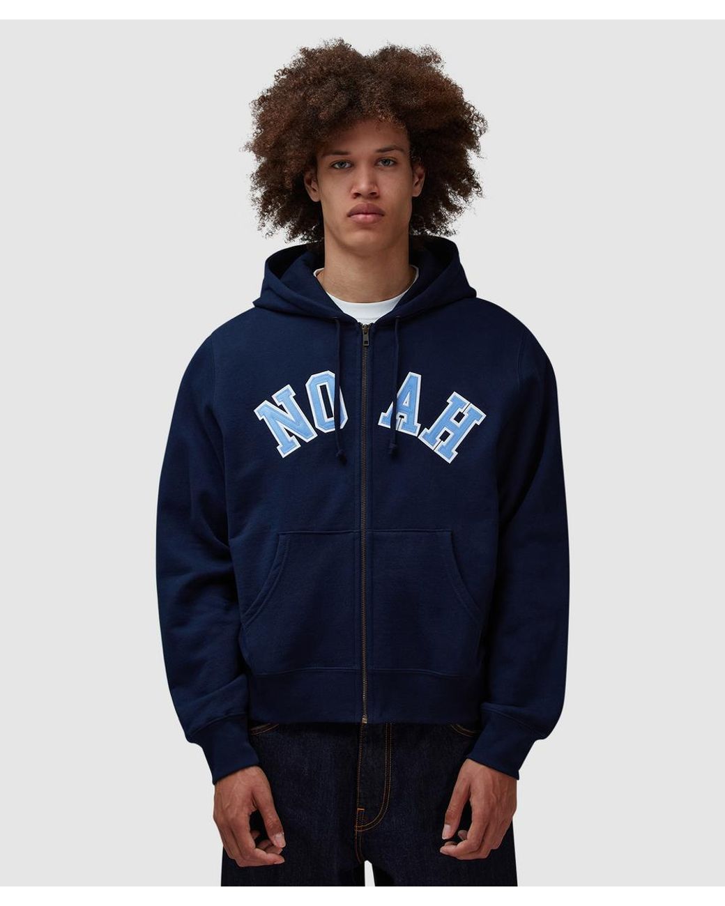 Noah 青フルジップパーカー noah-nyc-Blue-Arch-Applique-