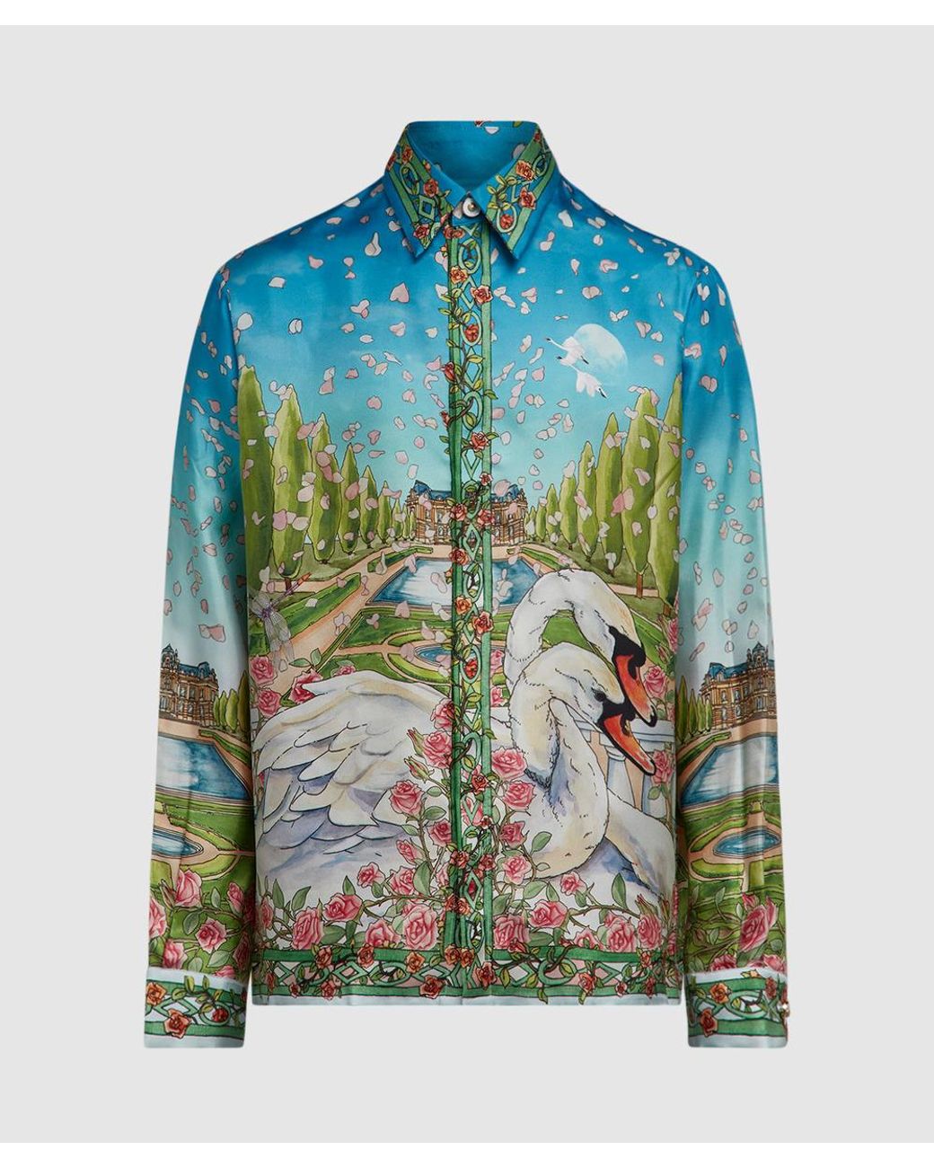 CASABLANCA Men's Blue L'amour En Fleur Silk Shirt