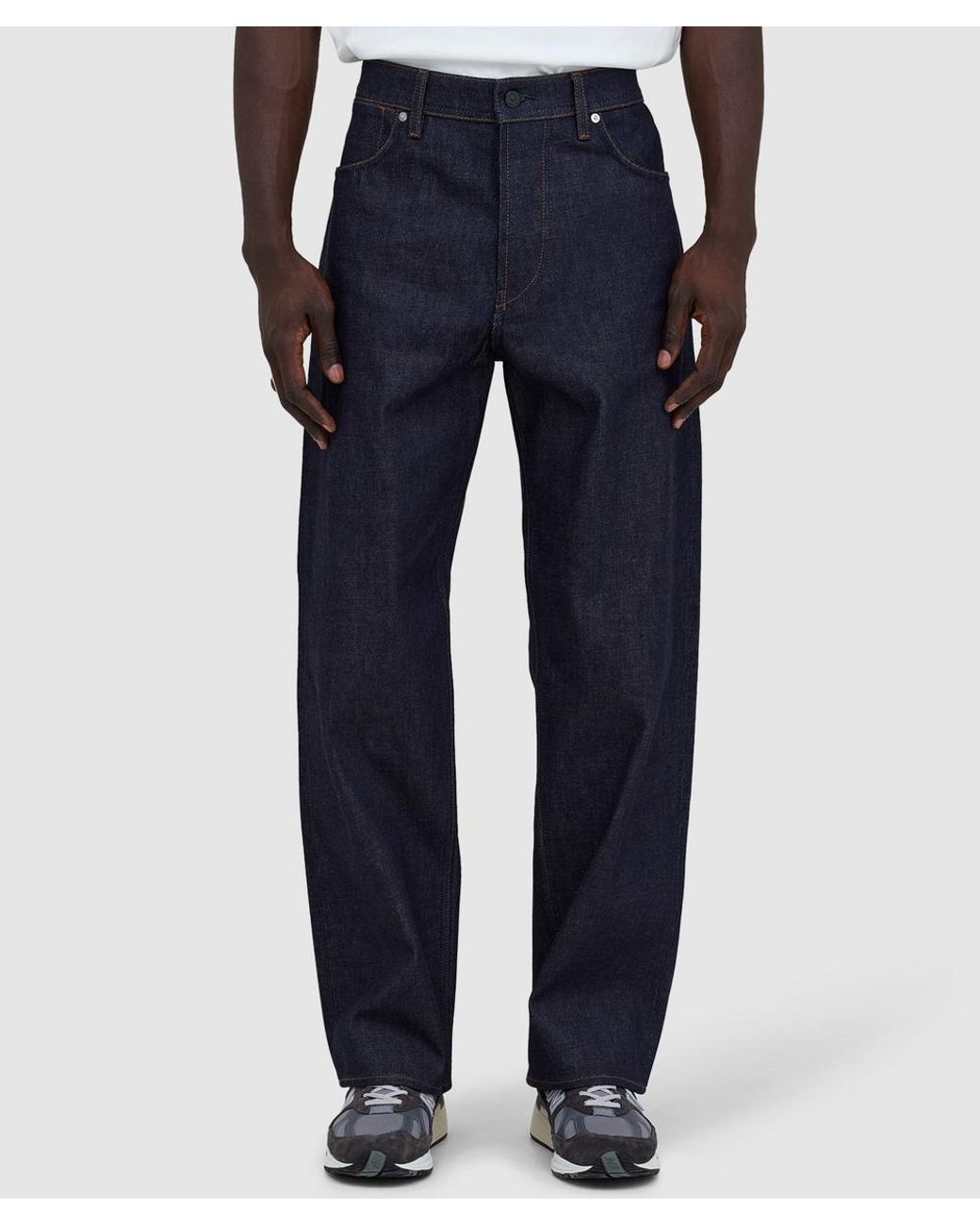 Stone Island Blue Denim Research Denim-Raw Loose Fit Five Pocket Jean Raw for men