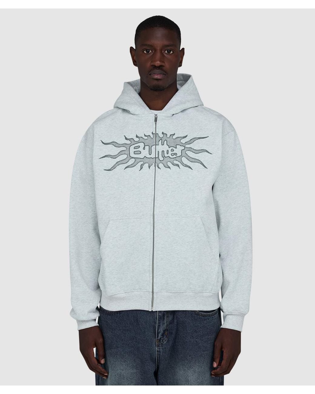 Butter Goods Blue Solar Zip Thru Hoodie (Ash for men